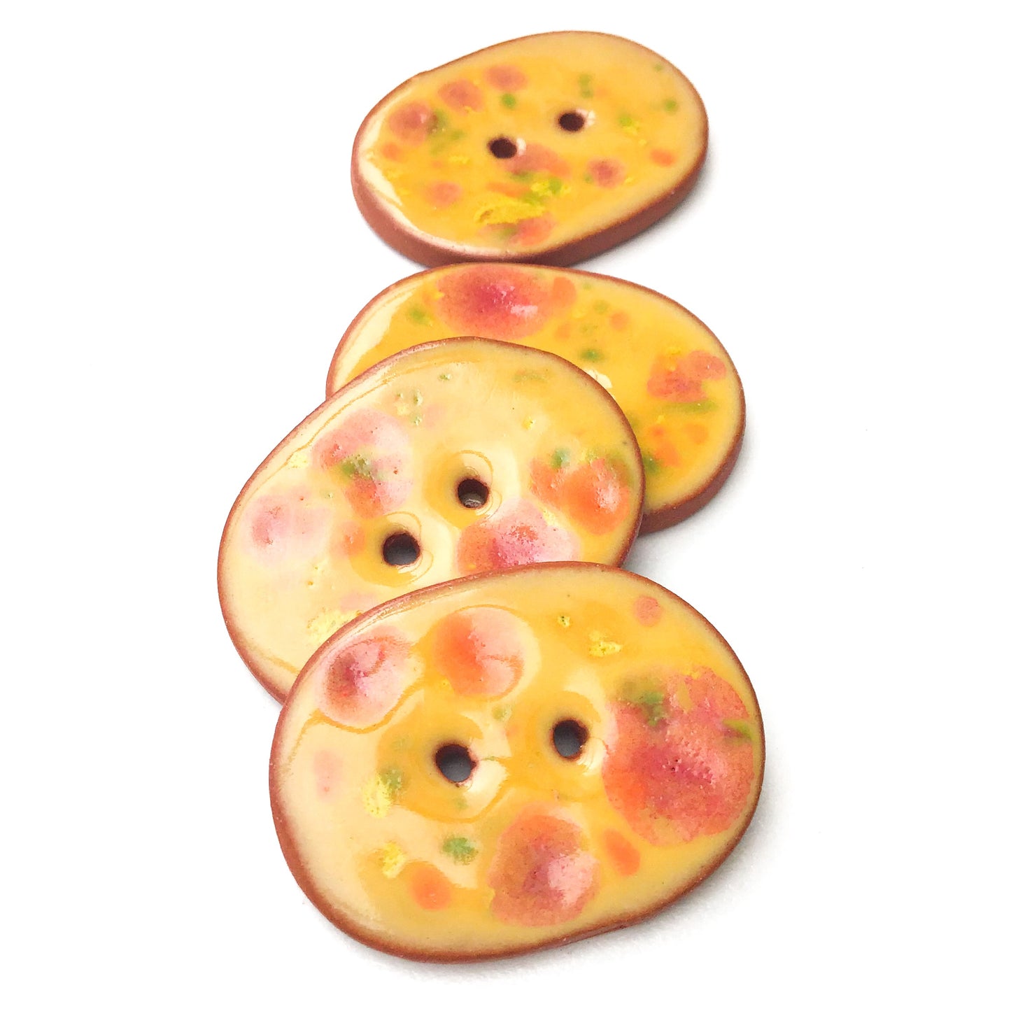 Speckled Orange & Red Ceramic Buttons -  Oval Clay Buttons - 1" x 1 1/4" (ws-224)