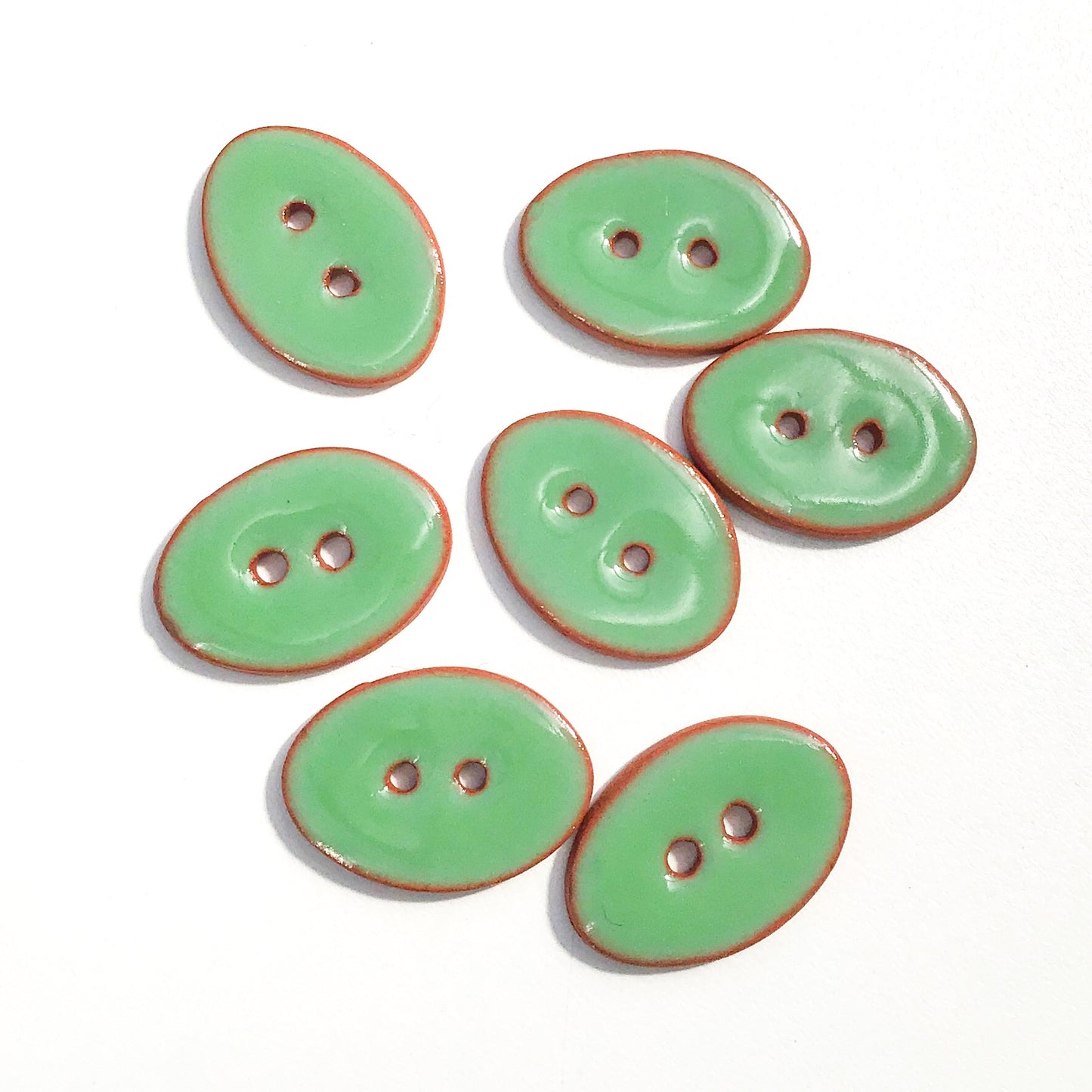 Grassy Green Oval Clay Buttons - 5/8" x 7/8" - 7 Pack (ws-93)
