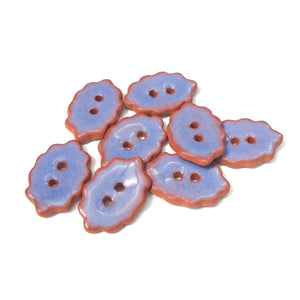 Scalloped Purple Ceramic Buttons - Small Purple Ceramic Buttons - 7/16" x 3/4" - 8 Pack (ws-289)