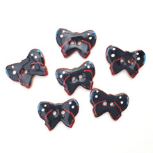 Load image into Gallery viewer, Ceramic Butterfly Buttons - Red and Black Butterfly Buttons - 5/8&quot; x 7/8&quot; - 6 Pack