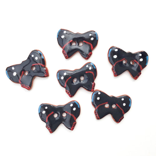 Ceramic Butterfly Buttons - Red and Black Butterfly Buttons - 5/8