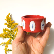 Load image into Gallery viewer, Red &amp; White Pot with Blue Floral Design - Decorative Ceramic Vessel