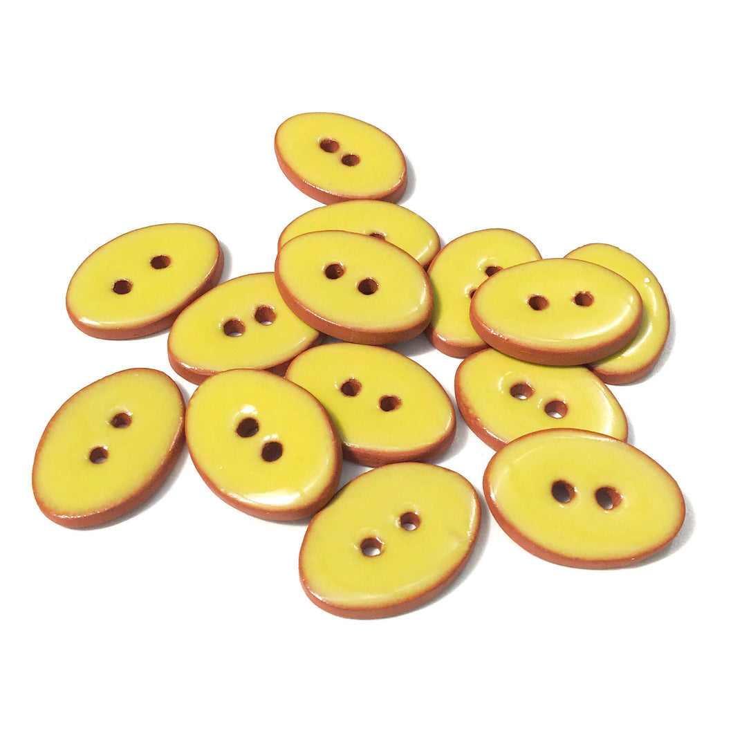 Chartreuse Oval Clay Buttons on Terracotta - 5/8