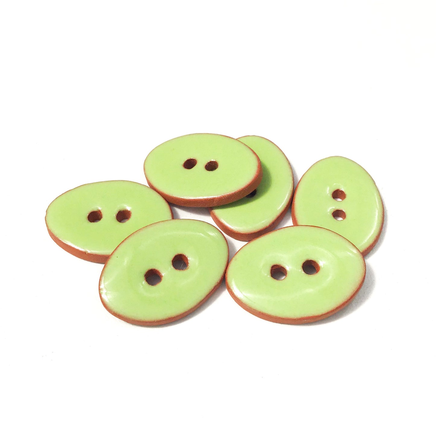 Lime Green Oval Clay Buttons - 5/8" x 7/8" - 6 Pack (ws-124)