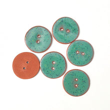 Load image into Gallery viewer, Speckled Turquoise Ceramic Buttons on Terracotta Clay - 1 1/16&quot; (ws-235)
