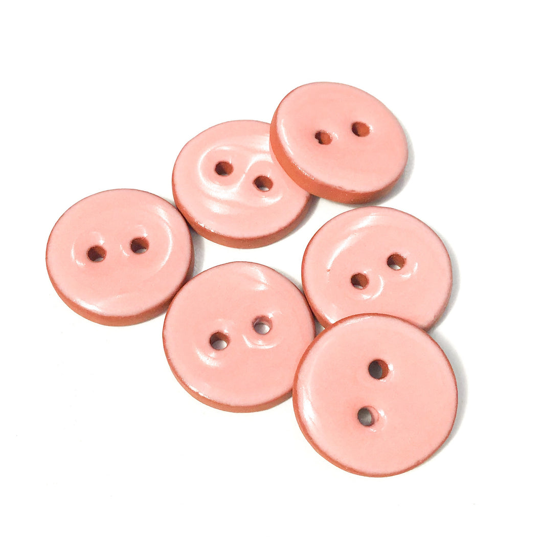 Light Salmon Pink Ceramic Buttons - Clay Buttons - 3/4
