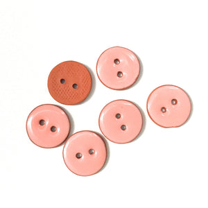 Light Salmon Pink Ceramic Buttons - Clay Buttons - 3/4"- 6 Pack (ws-121)