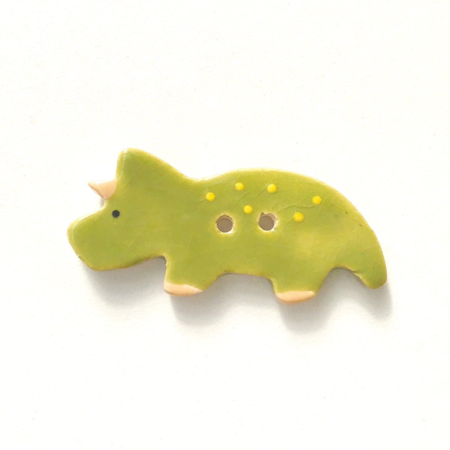 Triceratops Buttons - Ceramic Dinosaur Buttons - Children's Animal Buttons (ws-247)