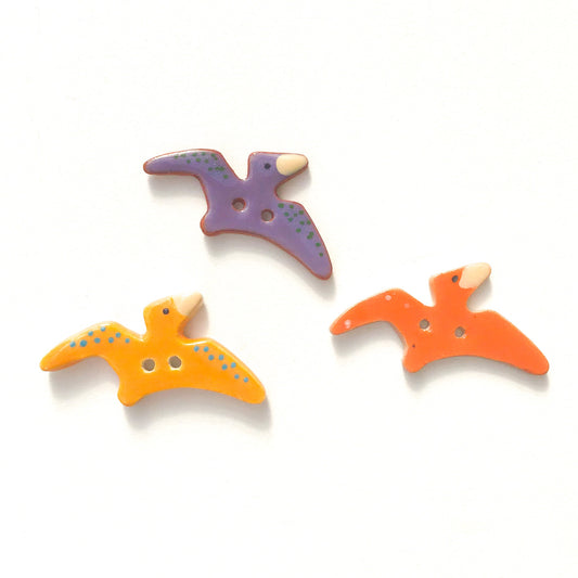 Pterodactyl Buttons - Ceramic Dinosaur Buttons - Children's Animal Buttons