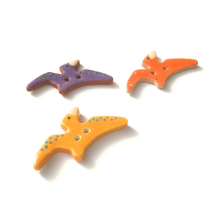 Pterodactyl Buttons - Ceramic Dinosaur Buttons - Children's Animal Buttons (ws-163)