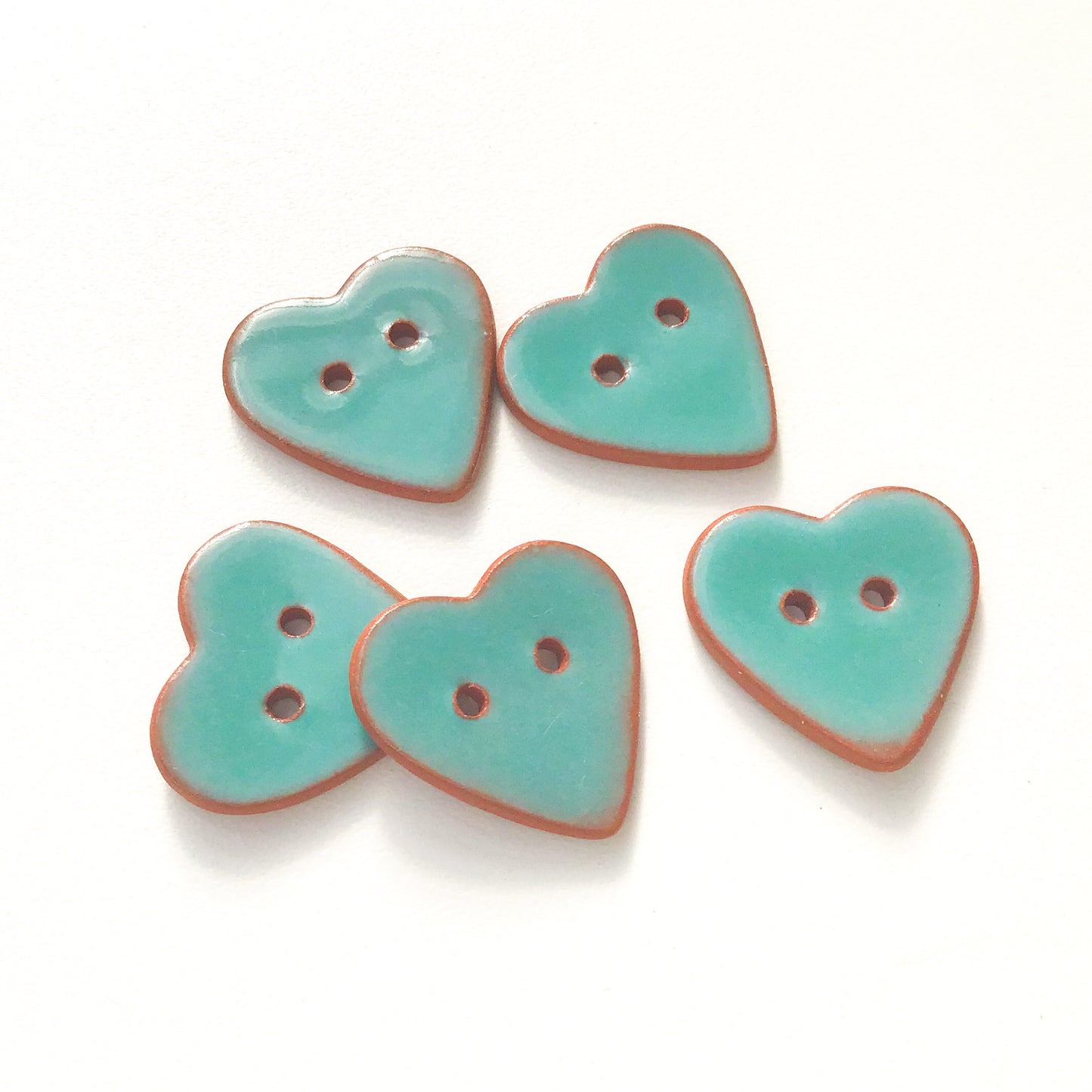 Turquoise Heart Buttons - Ceramic Heart Buttons - 7/8" (ws-257)