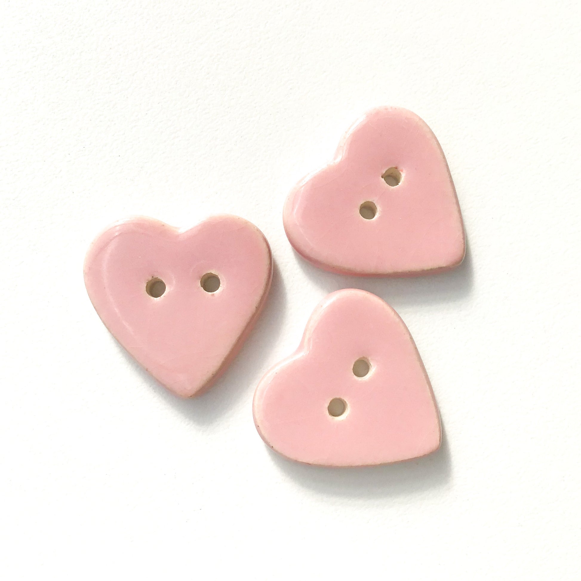 Soft Pink Heart Buttons - Ceramic Heart Buttons - 7/8 (ws-197)