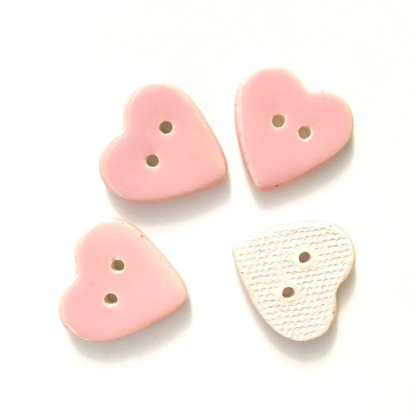 Soft Pink Heart Buttons - Ceramic Heart Buttons - 7/8" (ws-197)