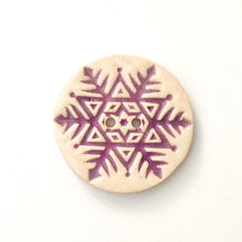 Load image into Gallery viewer, Large Snowflake Button - Hand Stamped Ceramic Snowflake Button - 1 1/2&quot;