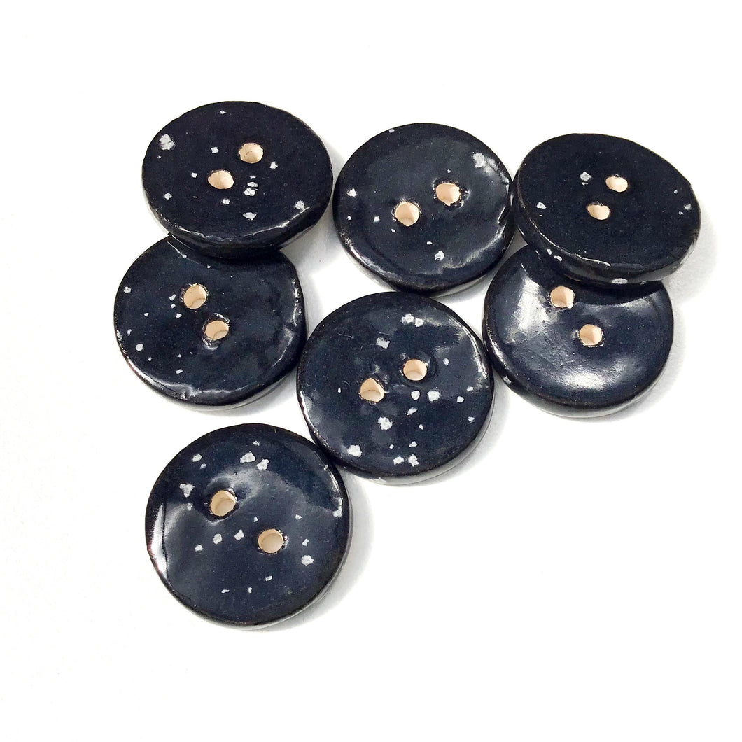 Speckled Black Ceramic Buttons -  3/4