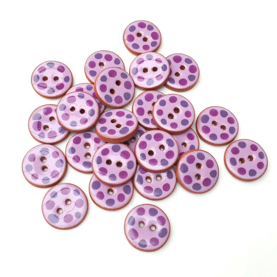 Purple Cobblestones Ceramic Buttons - Purple Clay Buttons - 3/4
