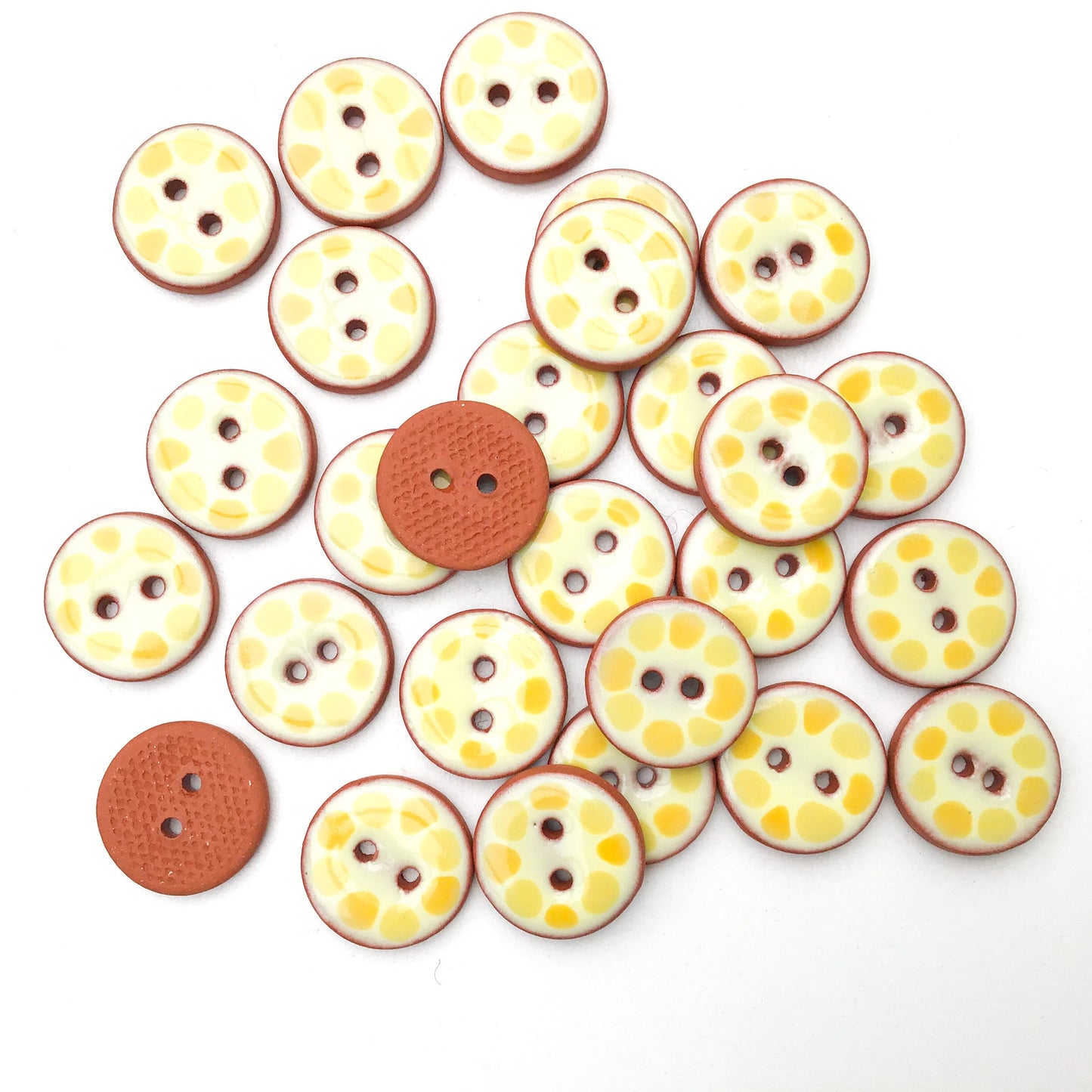 Yellow Cobblestones Ceramic Buttons - Yellow Clay Buttons - 3/4" (ws-279)