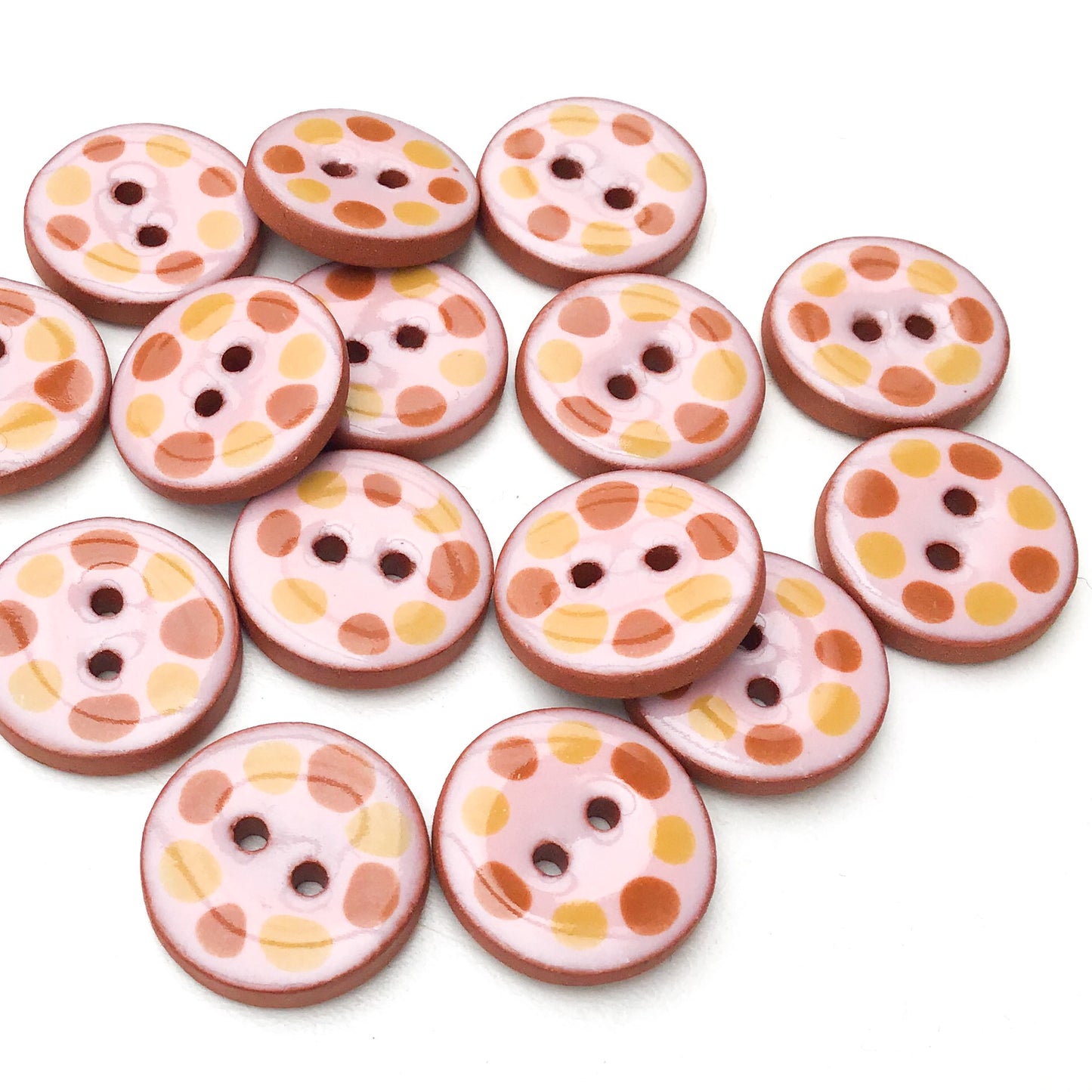 Pink Cobblestones Ceramic Buttons - Pink Clay Buttons - 3/4" (ws-161)