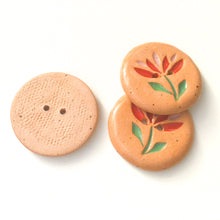 Load image into Gallery viewer, Cut Flowers Button - Red &amp; Pink Ceramic Flower Button - 1 1/8&quot; (ws-60)