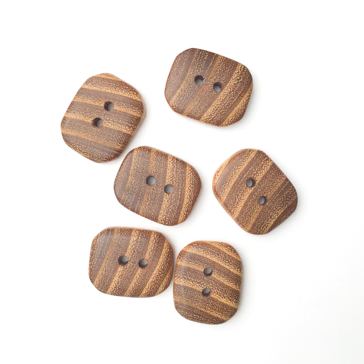 Black Locust Wood Buttons - Rectangular Wood Buttons - 7/8" X 1" - 6 Pack