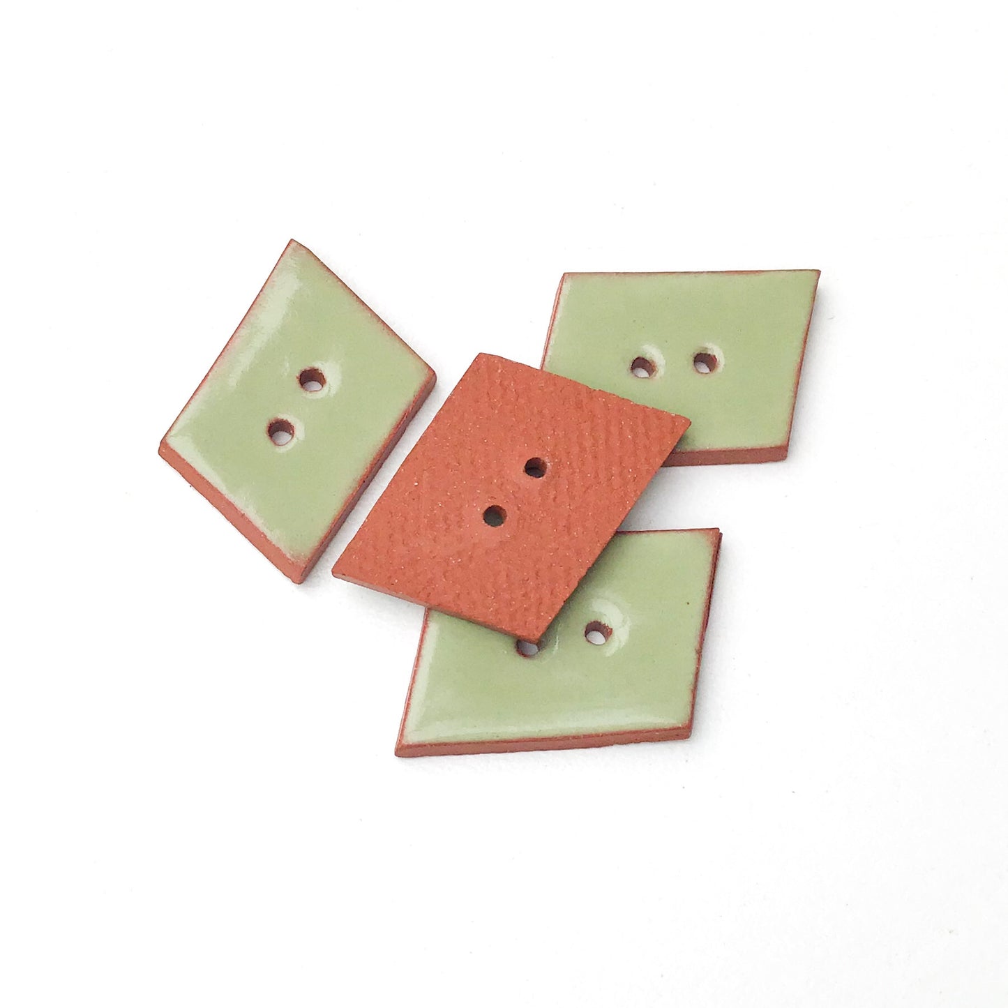Sage Green Geometric Buttons - Olive Green Ceramic Buttons - 3/4" x 5/8" - 4 Pack