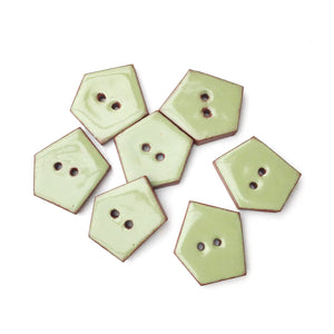 Sage Green Geometric Buttons - Olive Green Ceramic Buttons - 3/4" x 7/8" - 7 Pack