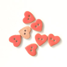 Load image into Gallery viewer, Salmon Pink Heart Buttons - Ceramic Heart Buttons - 5/8&quot; x 9/16&quot; - 7 Pack (ws-188)
