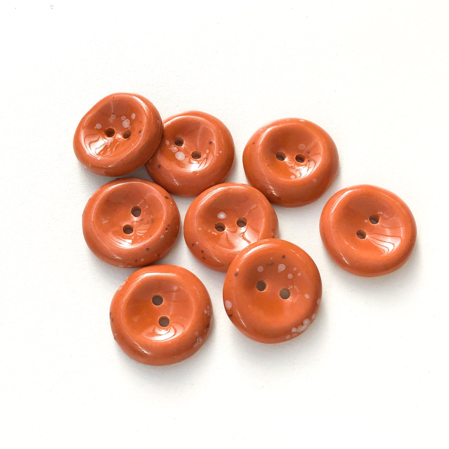 Rust Orange Ceramic Buttons - Speckled Clay Buttons - 3/4" - 8 Pack