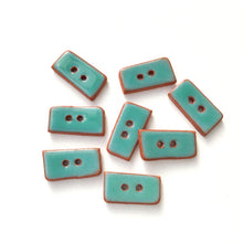 Load image into Gallery viewer, Turquoise Colored Buttons on Red Clay - Turquoise Ceramic Buttons - 3/8&quot; x 3/4&quot; - 8 Pack (ws-256)
