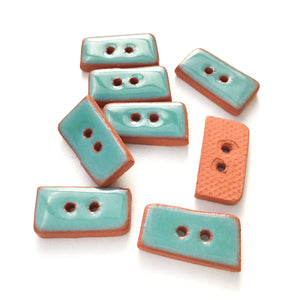 Turquoise Colored Buttons on Red Clay - Turquoise Ceramic Buttons - 3/8" x 3/4" - 8 Pack (ws-256)