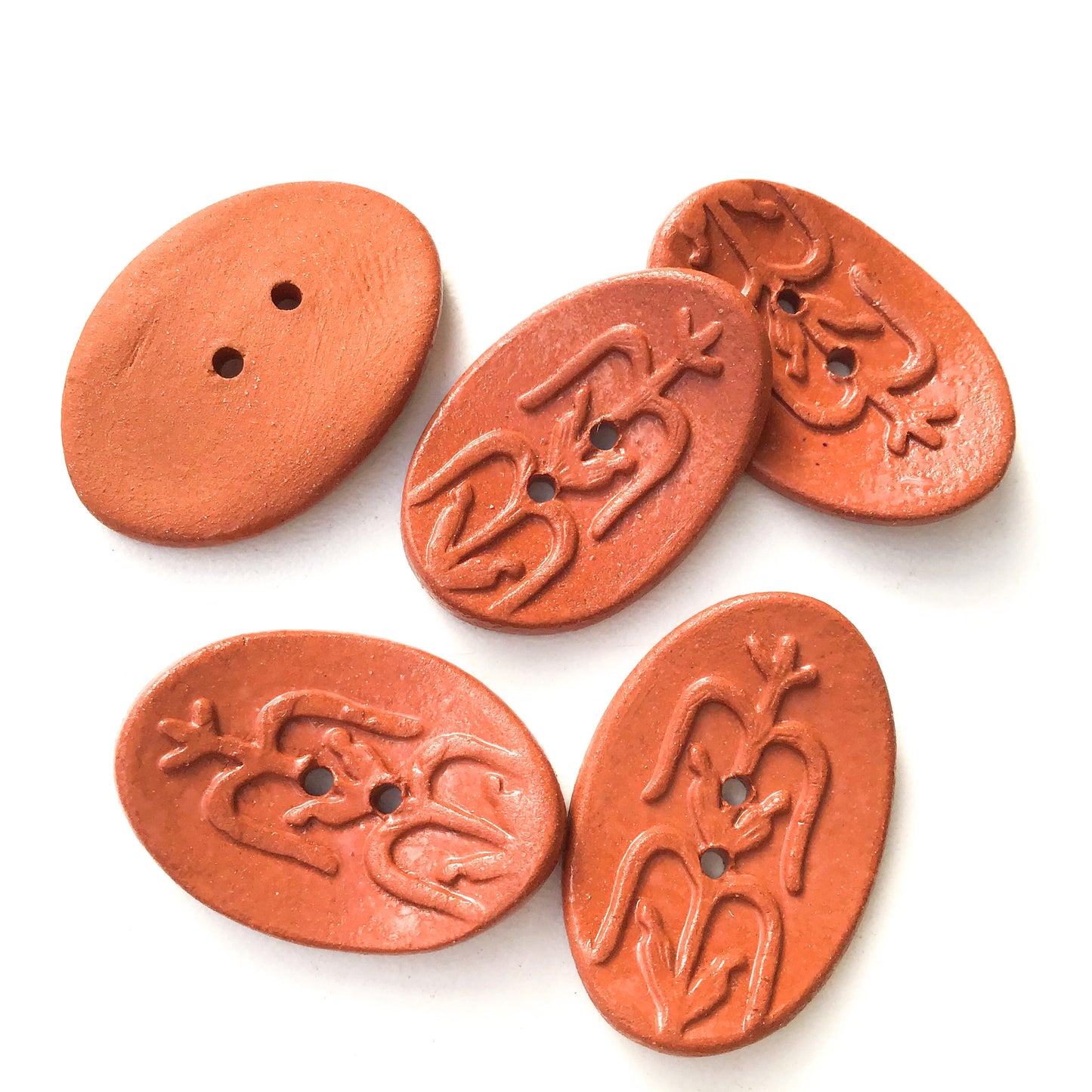 Southwestern Corn Buttons - Reddusg-Brown Ceramic Buttons - 5/8" x 1" - 5 Pack