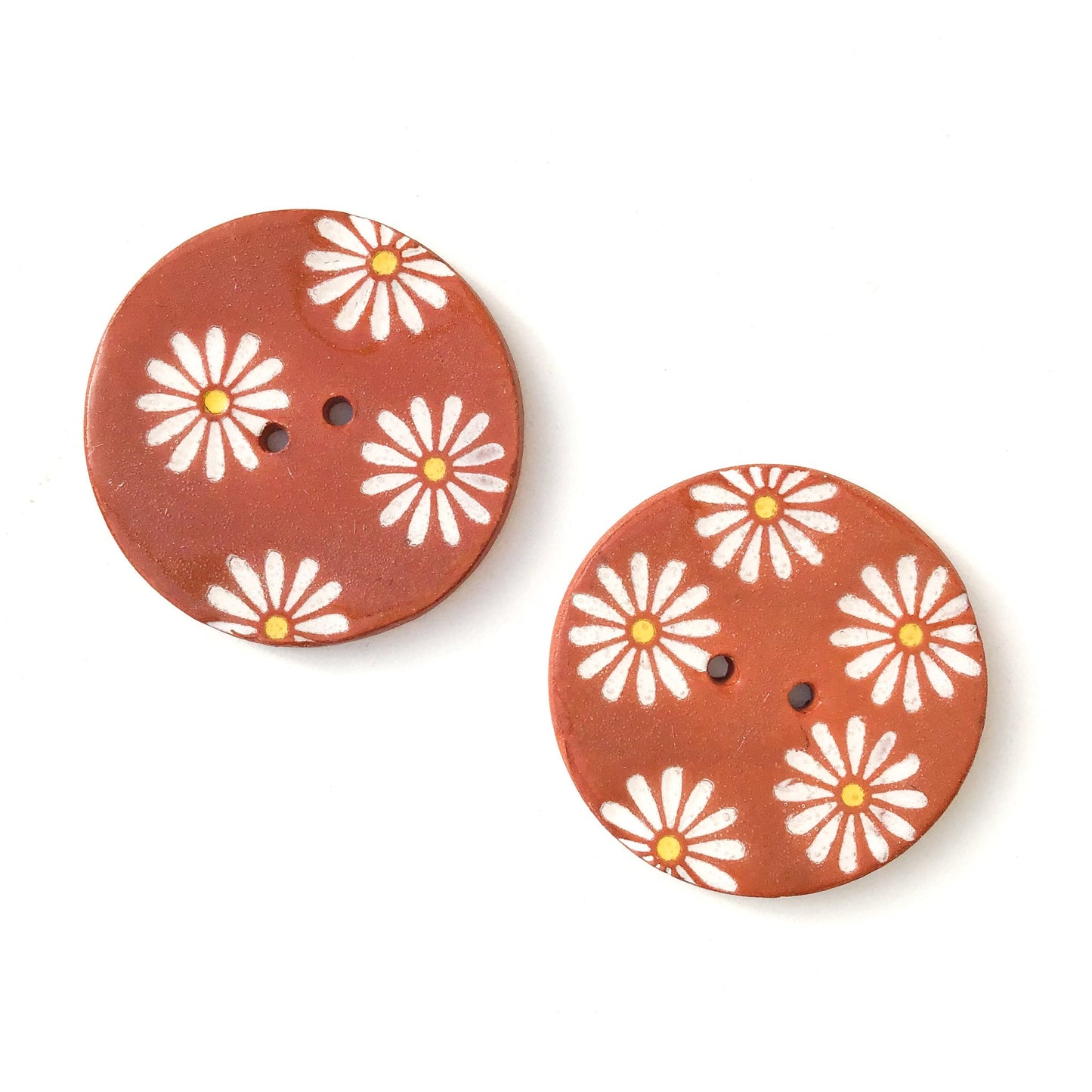(Wholesale Accounts Only) 1 3/8" Daisy - round - flat - red clay
