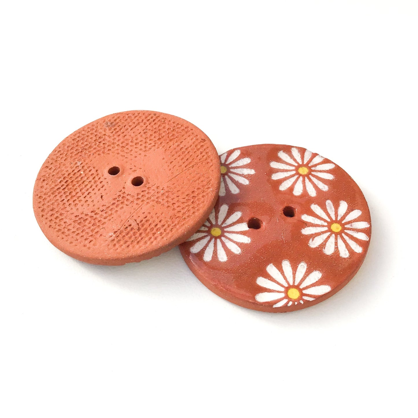 (Wholesale Accounts Only) 1 3/8" Daisy - round - flat - red clay