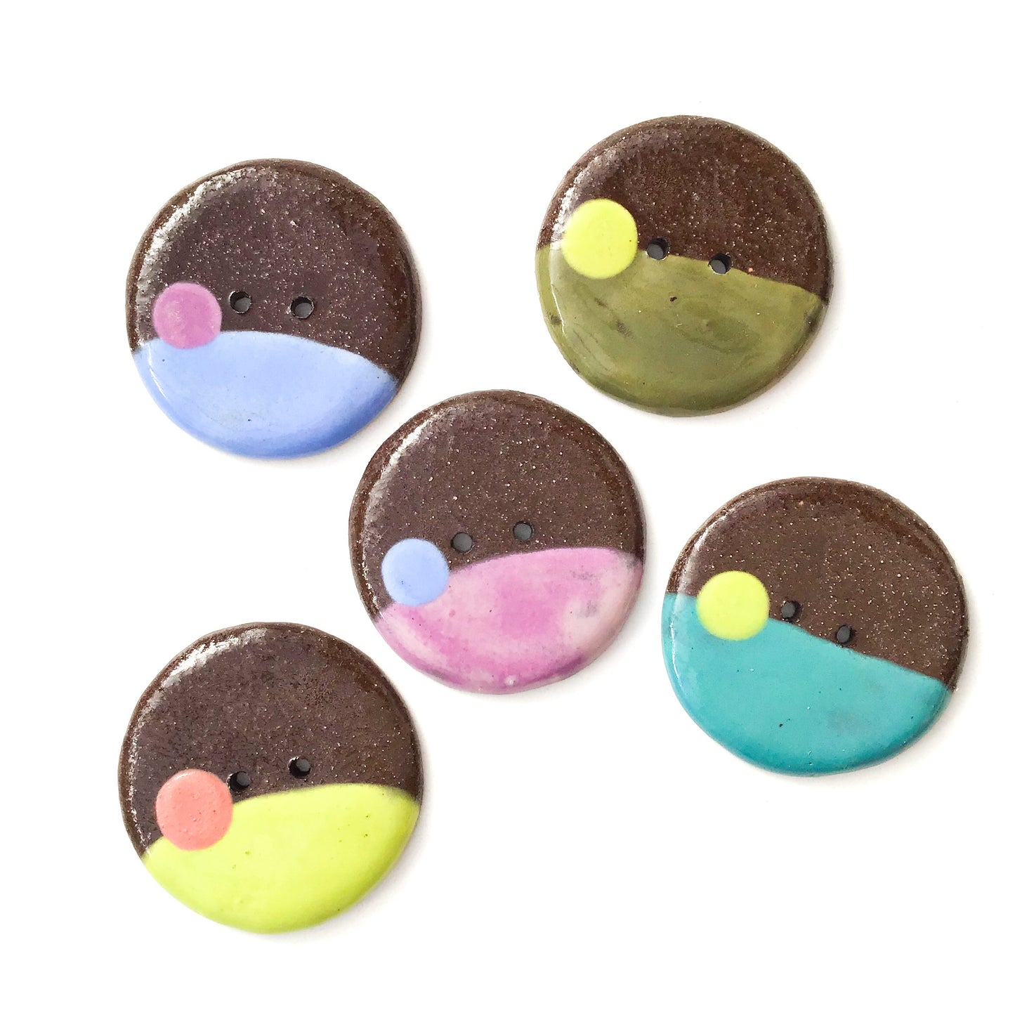 Colorful Horizons - Contemporary Ceramic Buttons - 1 3/8"