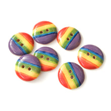 Load image into Gallery viewer, Striped Rainbow Buttons - Ceramic Rainbow Buttons - 3/4&quot; - 7 Pack