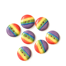 Load image into Gallery viewer, Striped Rainbow Buttons - Ceramic Rainbow Buttons - 3/4&quot; - 7 Pack