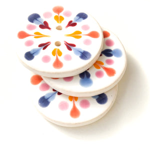 Color Flare Ceramic Buttons in Pinks & Blues - 1 3/8"