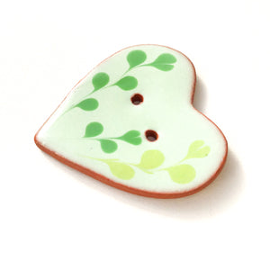 Decorative Heart Buttons - Green Ceramic Heart Button  - 1 3/8" (ws-68)