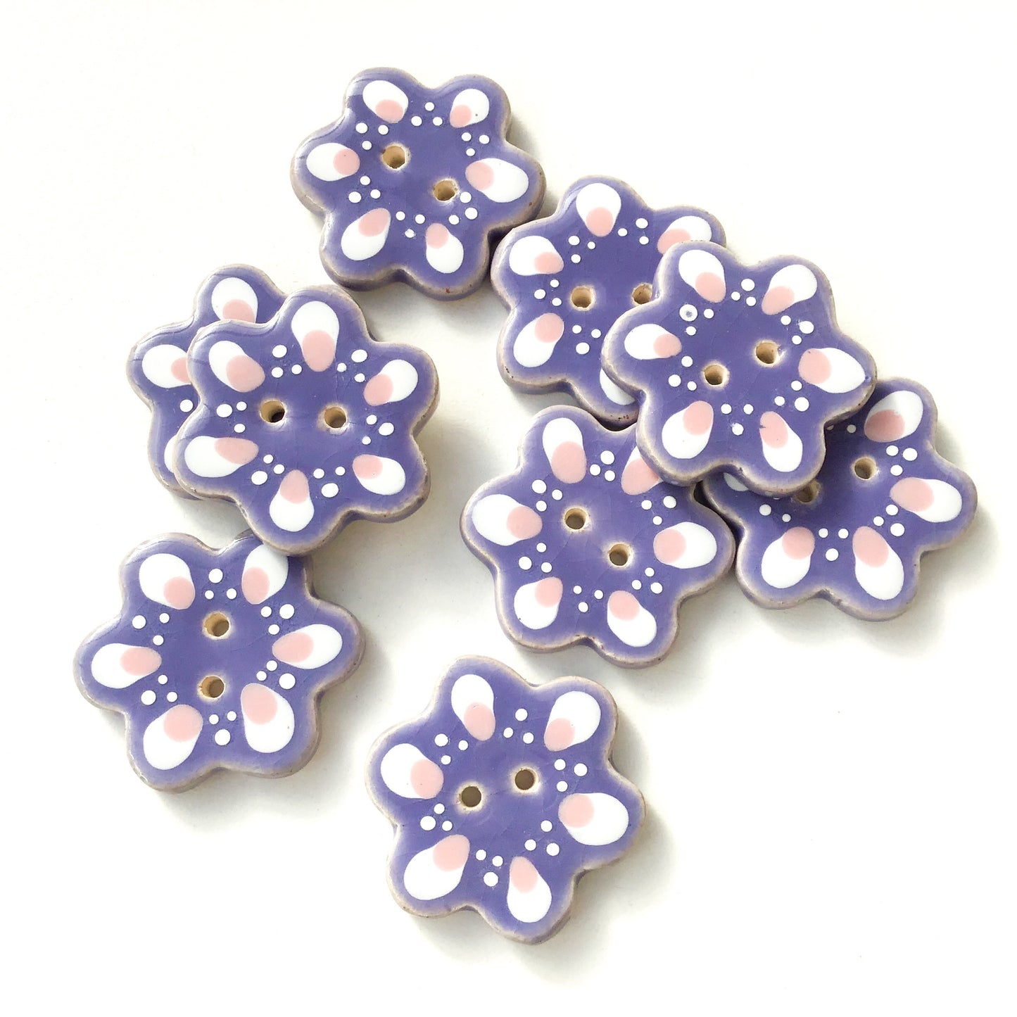 Purple & Pastels Flower Button  1-1/4"