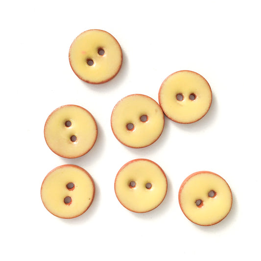 Creamy Yellow Ceramic Buttons - 5/8" - 7 Pack