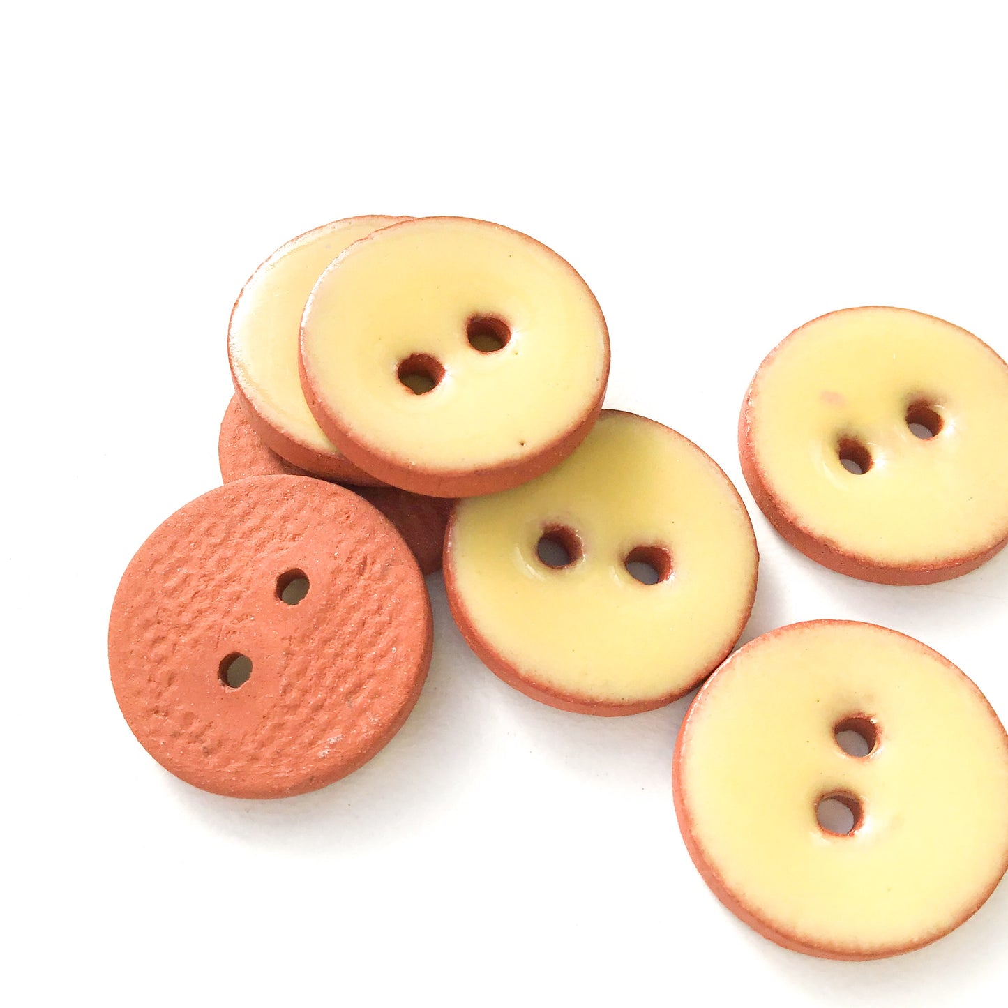 Creamy Yellow Ceramic Buttons - Clay Buttons - 5/8" - 7 Pack (ws-59)