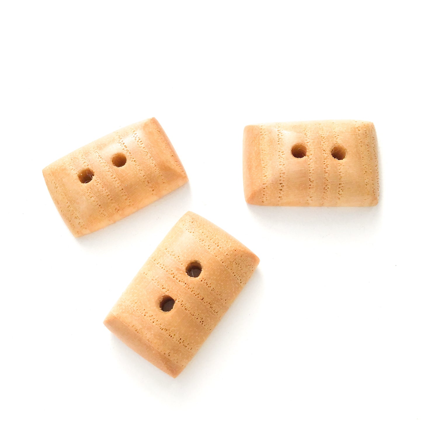 Ash Wood Buttons - Rounded Edge Rectangular Wood Buttons - 3/8" x 1" - 3 Pack