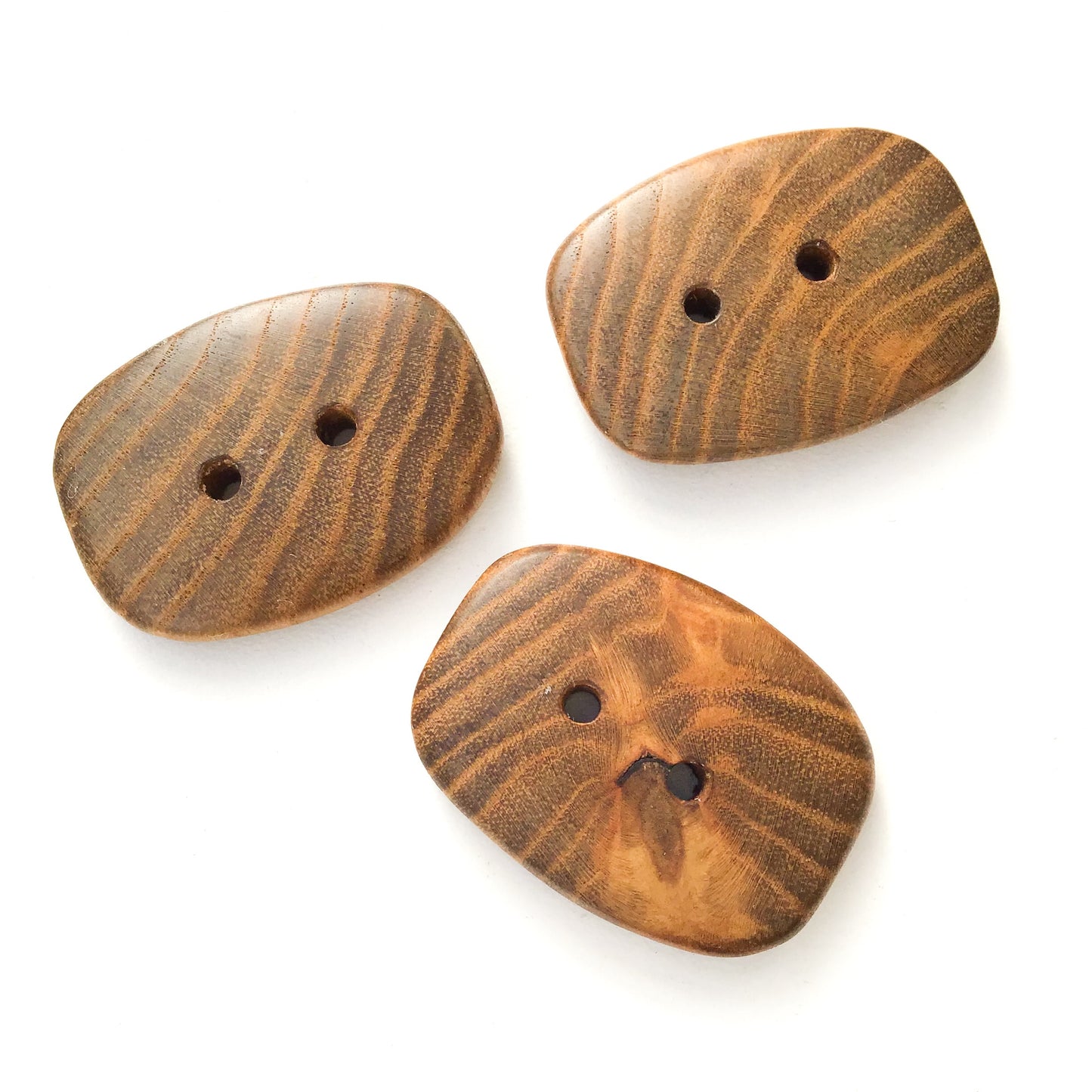Sassafras Wood Buttons - Round Wood Buttons - 1" x 1  3/8" - 3 Pack