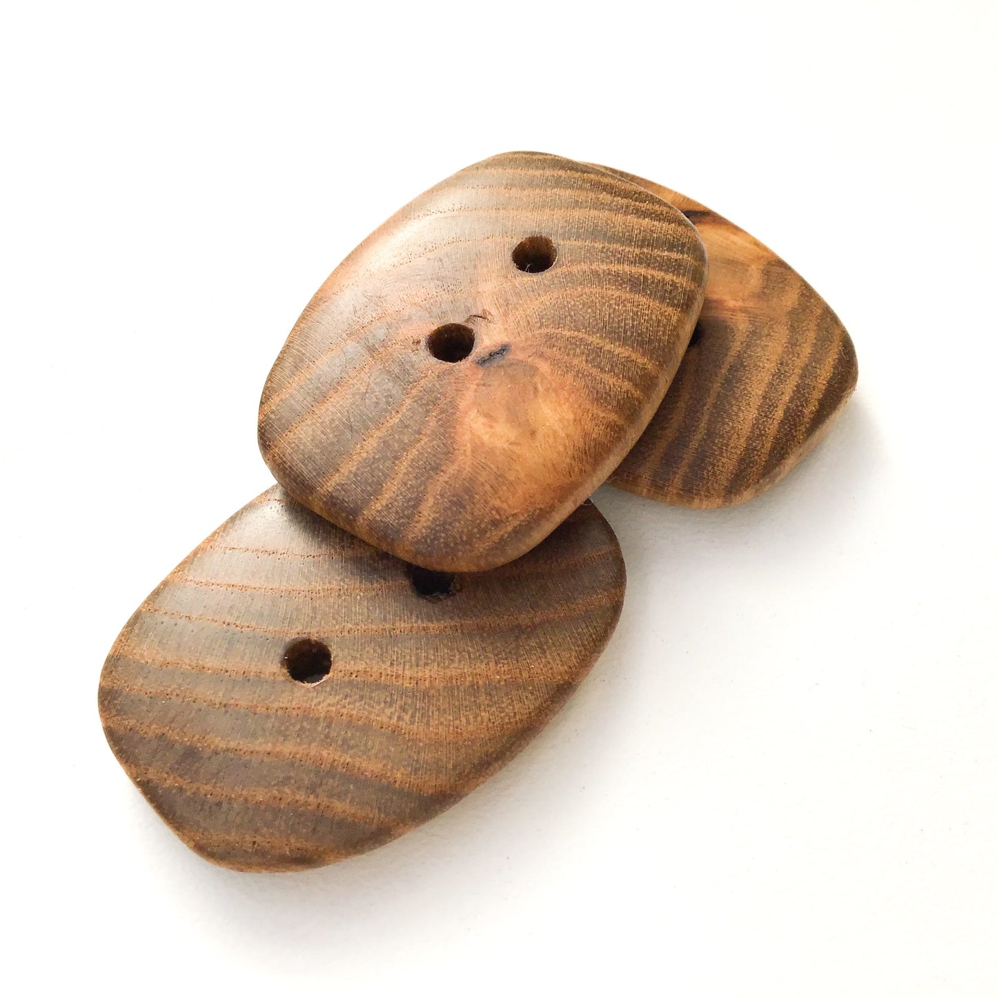 Sassafras Wood Buttons - Round Wood Buttons - 1" x 1  3/8" - 3 Pack