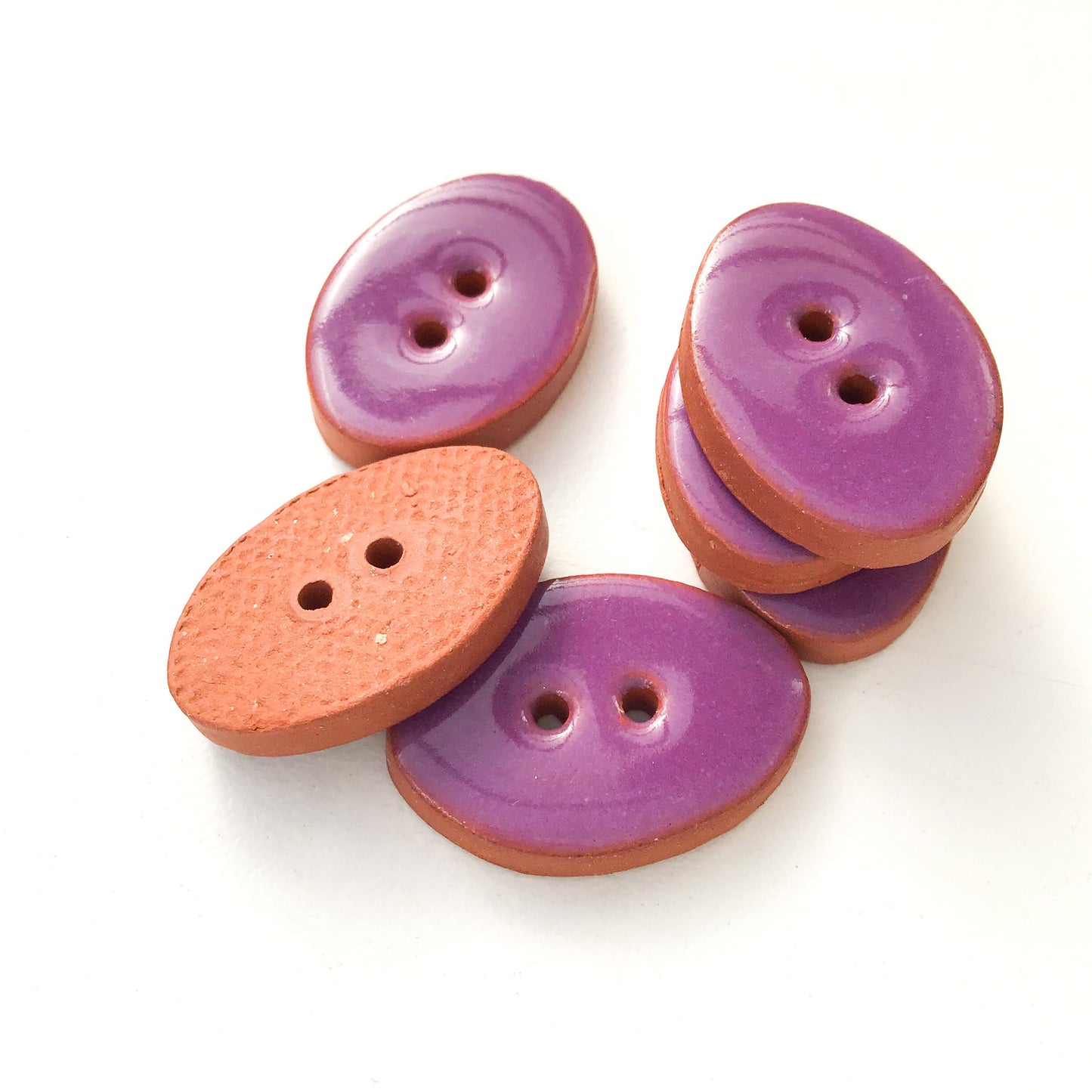 Grape Purple Oval Clay Buttons - 5/8" x 7/8" - 6 Pack (ws-92)