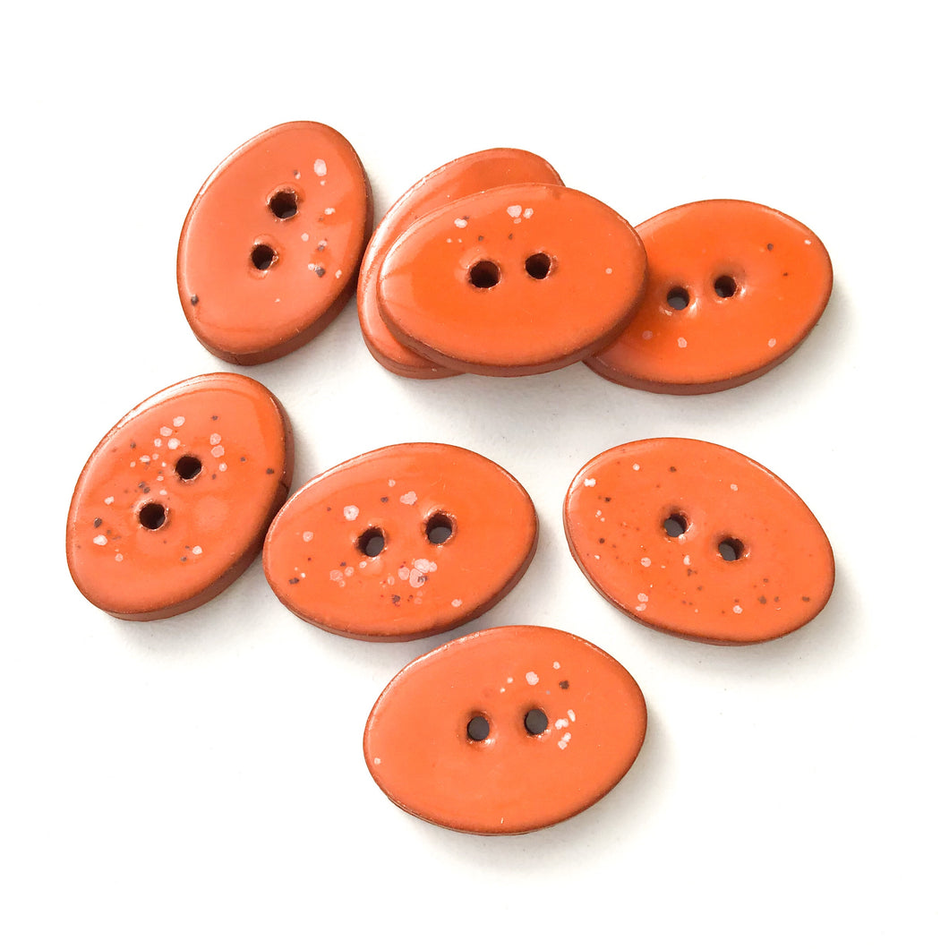 Speckled Orange Oval Clay Buttons - 5/8