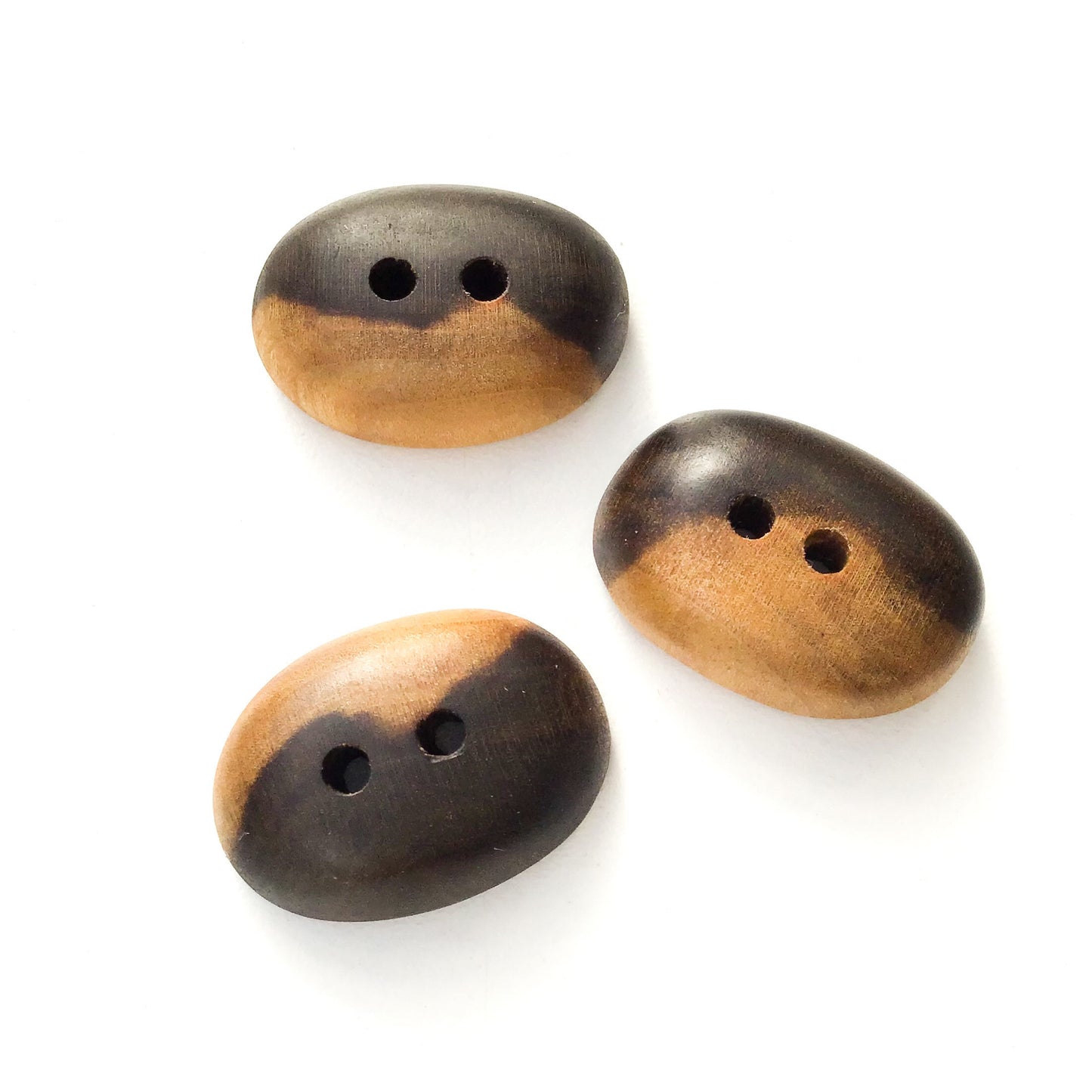 Black Walnut Wood Buttons - Oval Black Walnut Sap & Heartwood Buttons - 5/8" x 15/16" - 3 Pack