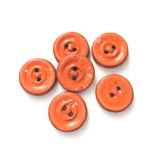 Load image into Gallery viewer, Speckled Orange Ceramic Buttons on Red Clay - Round Ceramic Buttons - 3/4&quot; - 6 Pack (ws-226)