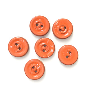 Speckled Orange Ceramic Buttons on Red Clay - Round Ceramic Buttons - 3/4" - 6 Pack (ws-226)