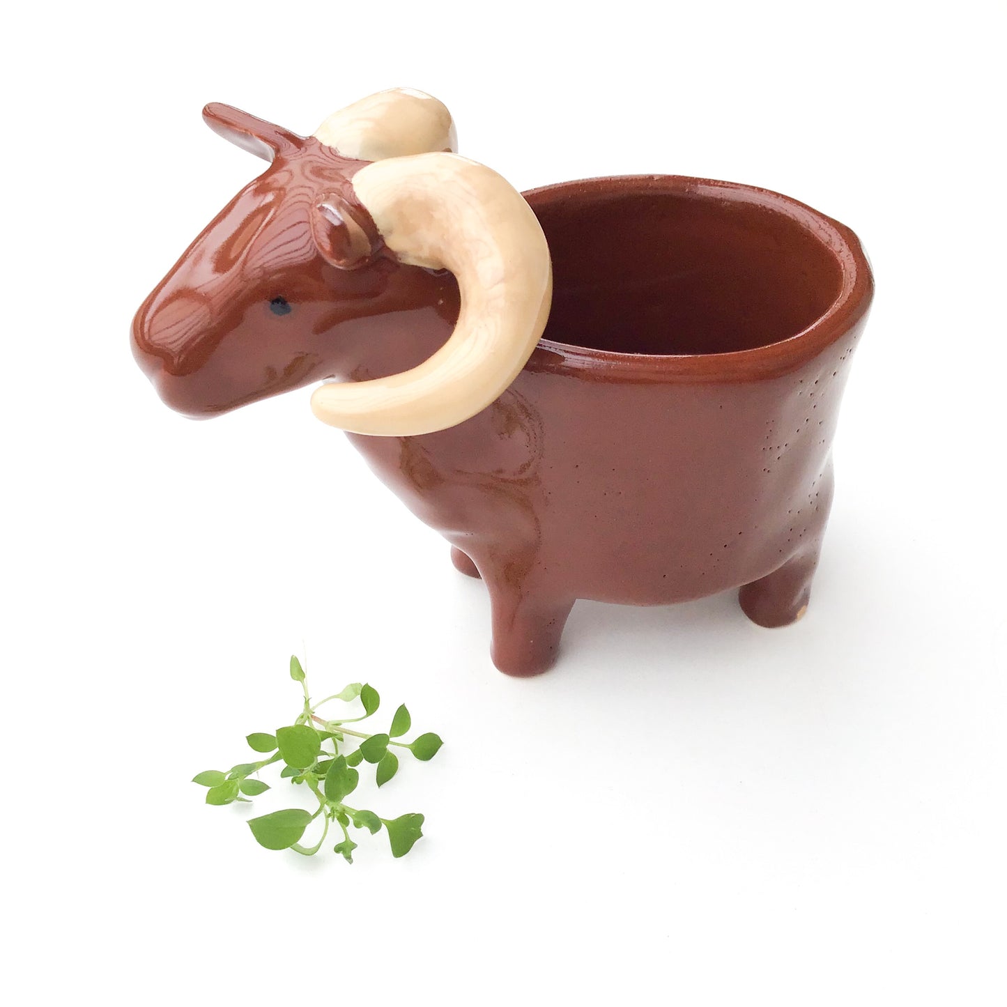 Brown Sheep Pot - Ceramic Sheep Planter